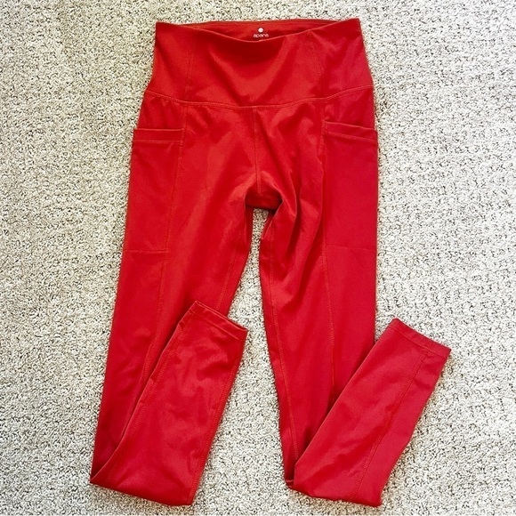 Apana Pants - Womens Apana XS Leggings Burnt Orange Teaberry Side Pocket Stretch Fall Autumn